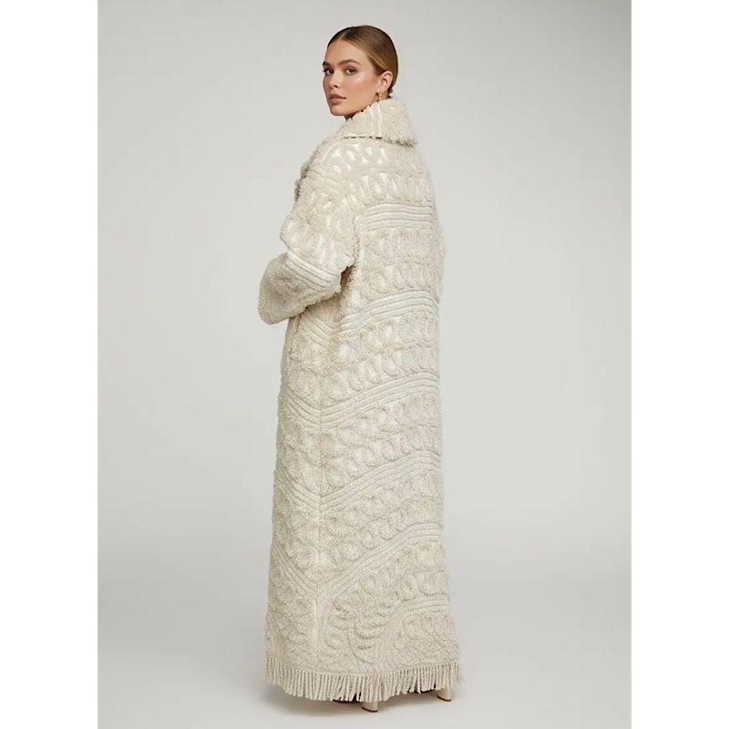 Long cardigan en chenille vintage – Pièce unique