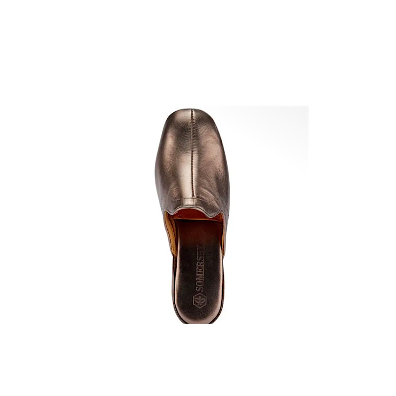 Pantoufles mules en cuir – Bronze métallisé