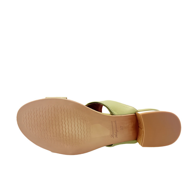 Sandales Louisa en cuir vert pomme