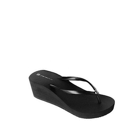 Sandale de plage à talon compensé noir