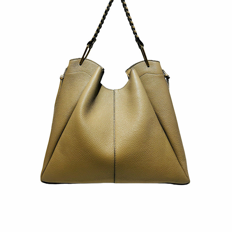 Taupe leather handbag/shoulder bag.