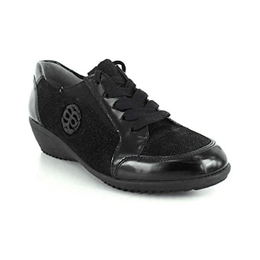 Chaussures lacées Ara 12-44250 en cuir et verni noir