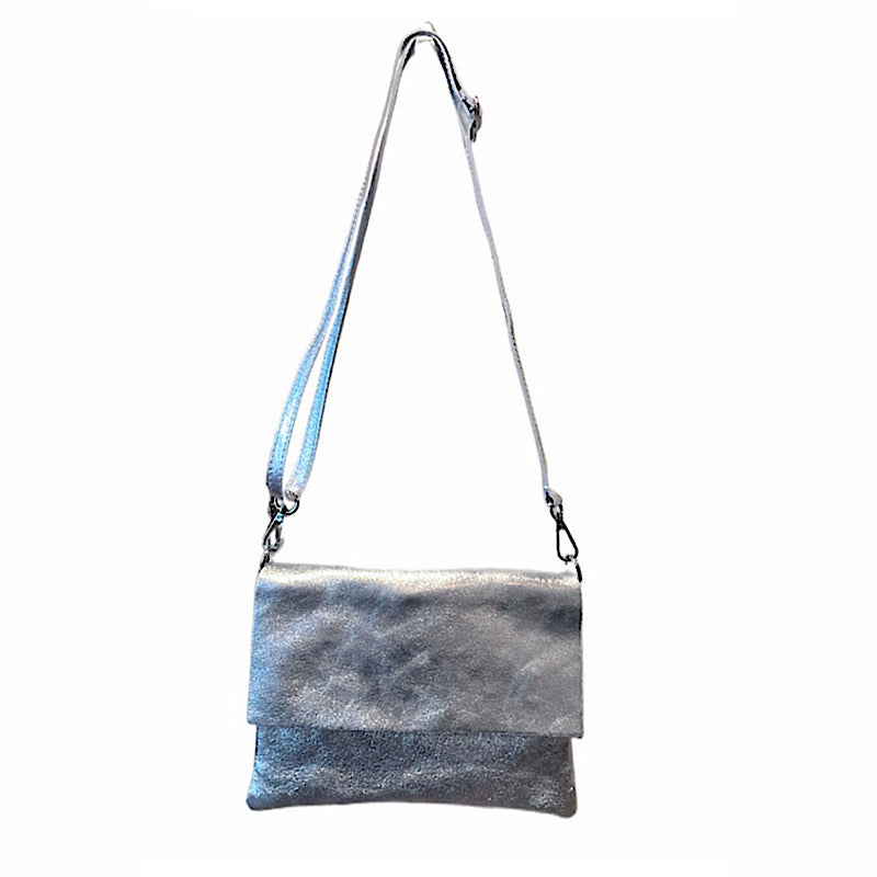 Silver leather handbag