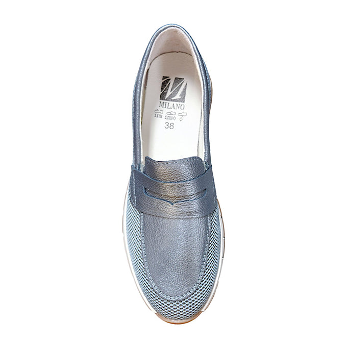 Chaussures à enfiler en cuir bleu – vue 3