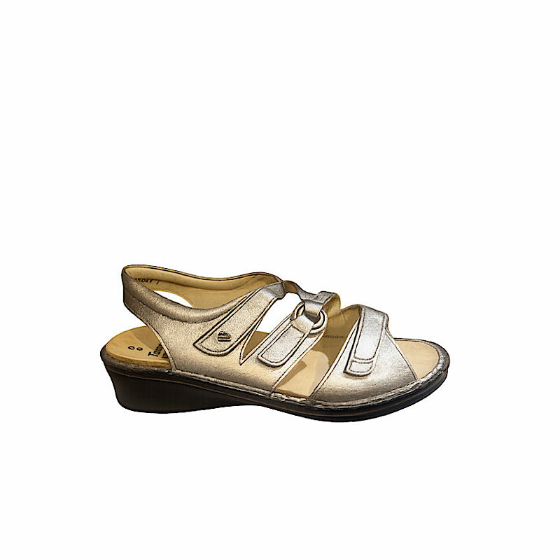 Finn Comfort Sassari sandals in pewter leather.