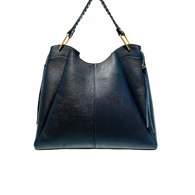 Navy leather handbag/shoulder bag.