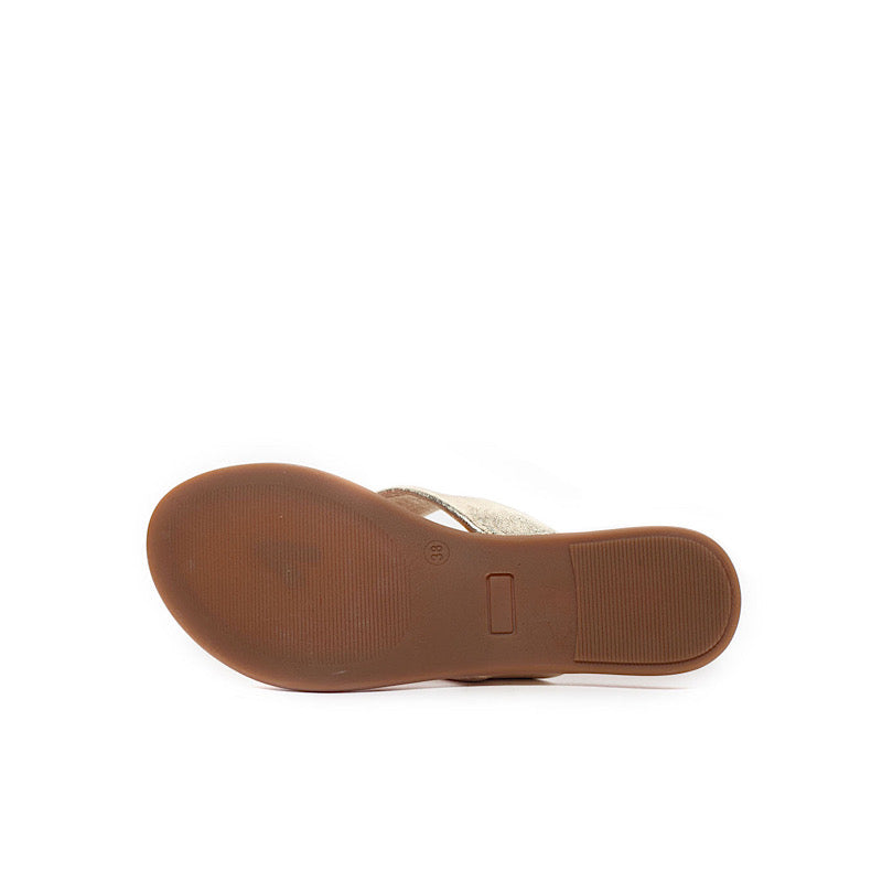 Sandales Unity in Diversity Kira en cuir doré.