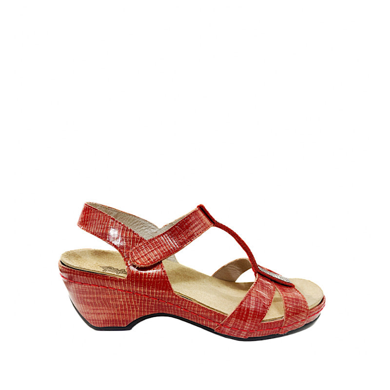 Sandales Portofino en cuir rouge verni.
