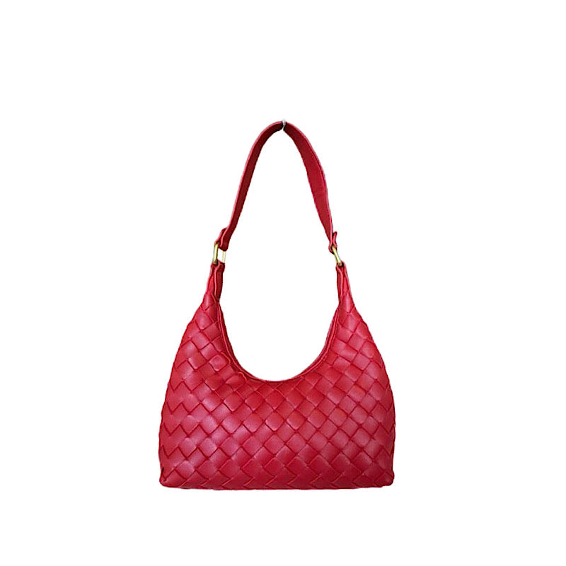 Sac à main rouge en bandoulière, cuir vegan.