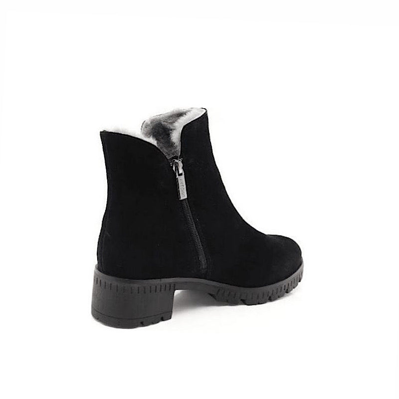 Bottes Valdini Ivory, en daim noir imperméable.