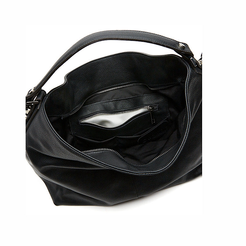 Sac à main/bandoulière La Canadienne Monty en cuir noir.