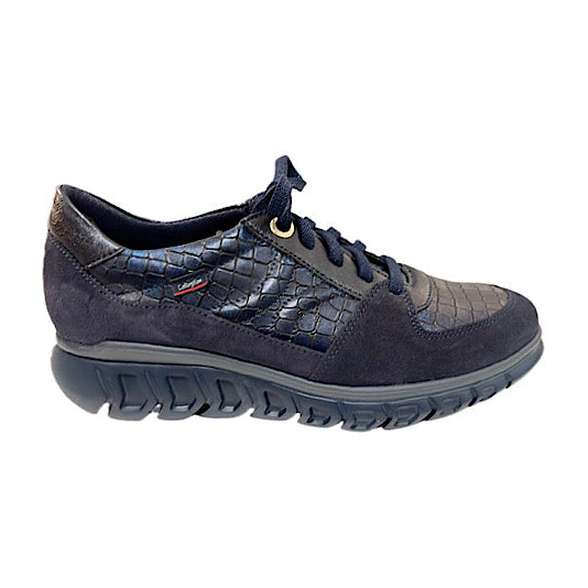 Chaussures lacées Callaghan en cuir bleu effet croco et suède bleu
