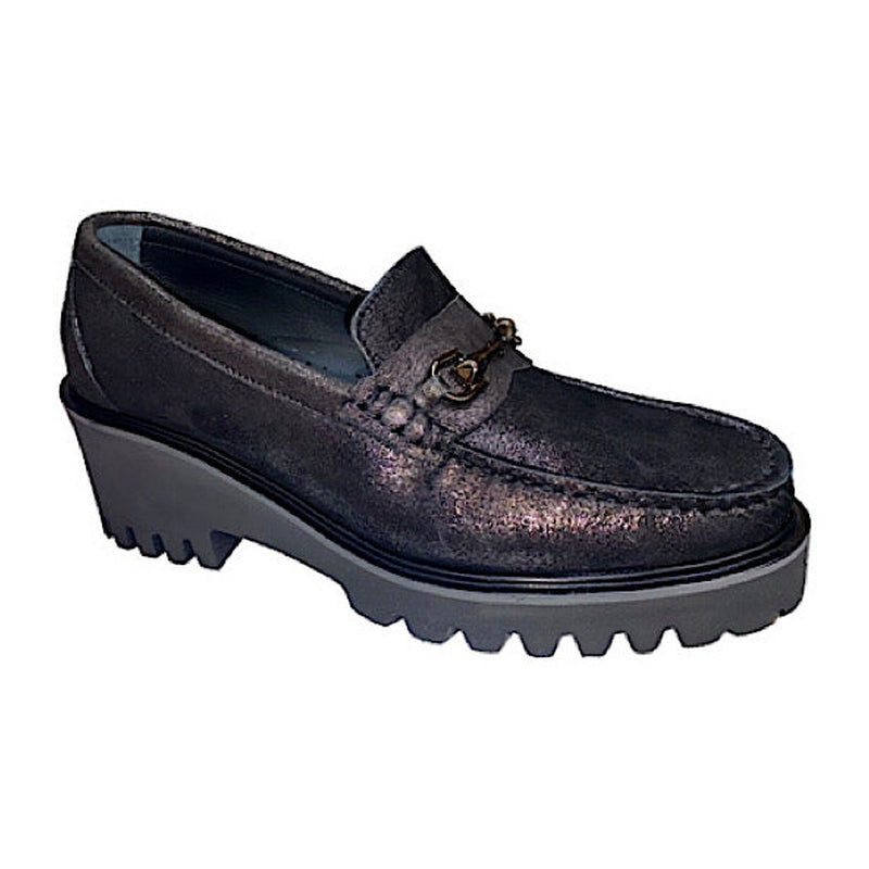 Chaussures Di Chenzo en cuir noir métallisé – vue 4