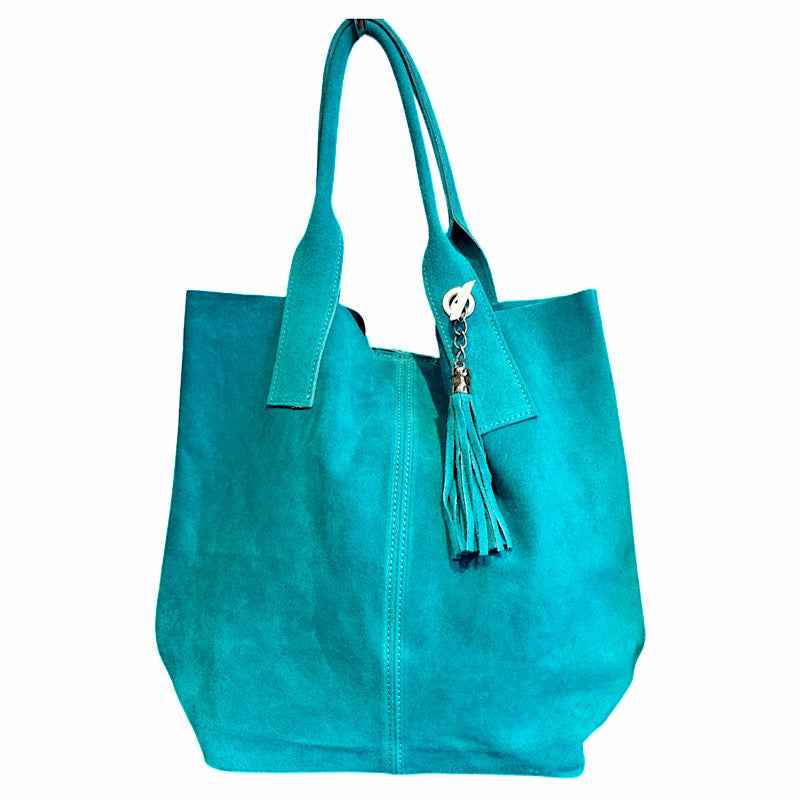 Turquoise suede handbag