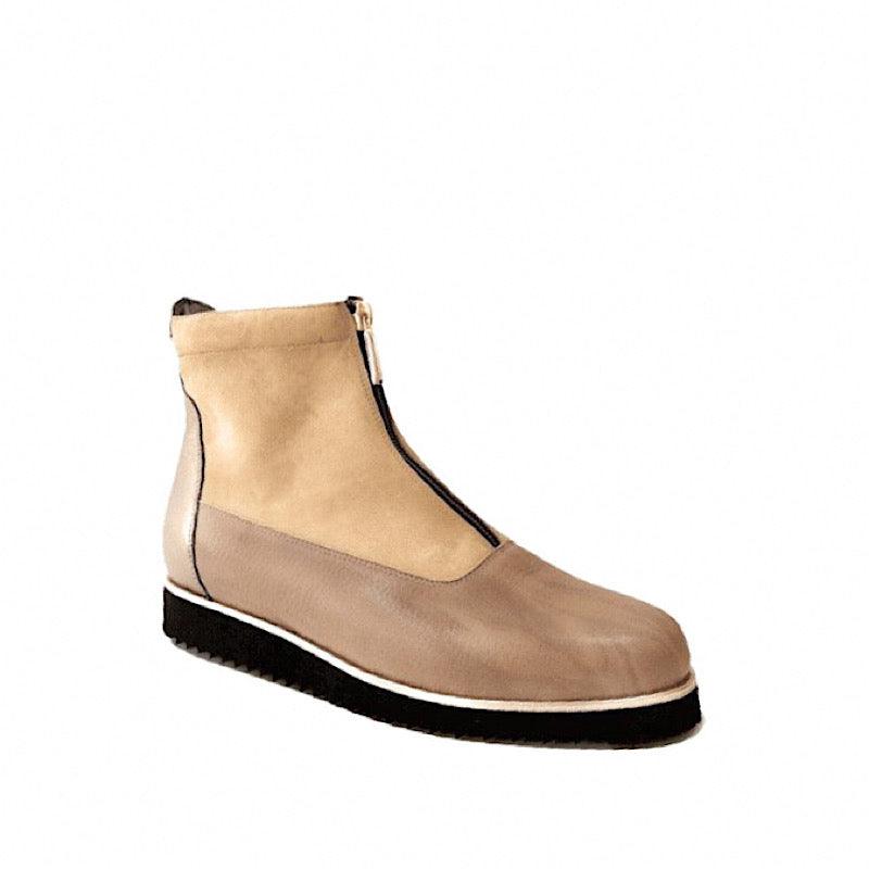 Bottes Di Chenzo Nina en cuir et suède beige.