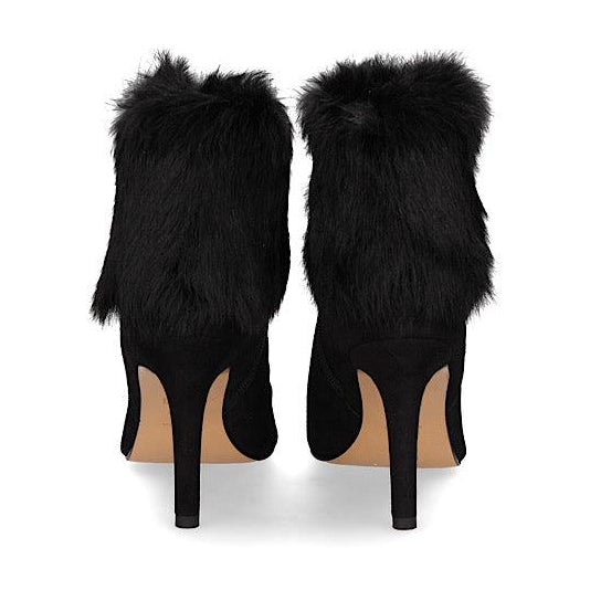 Bottines doublées en cuir, extérieur en suède noir et fourrure – vue 2