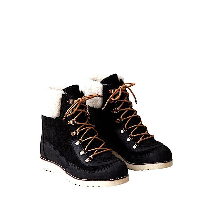 Bottes lacées Anfinbio Loren en suède noir.