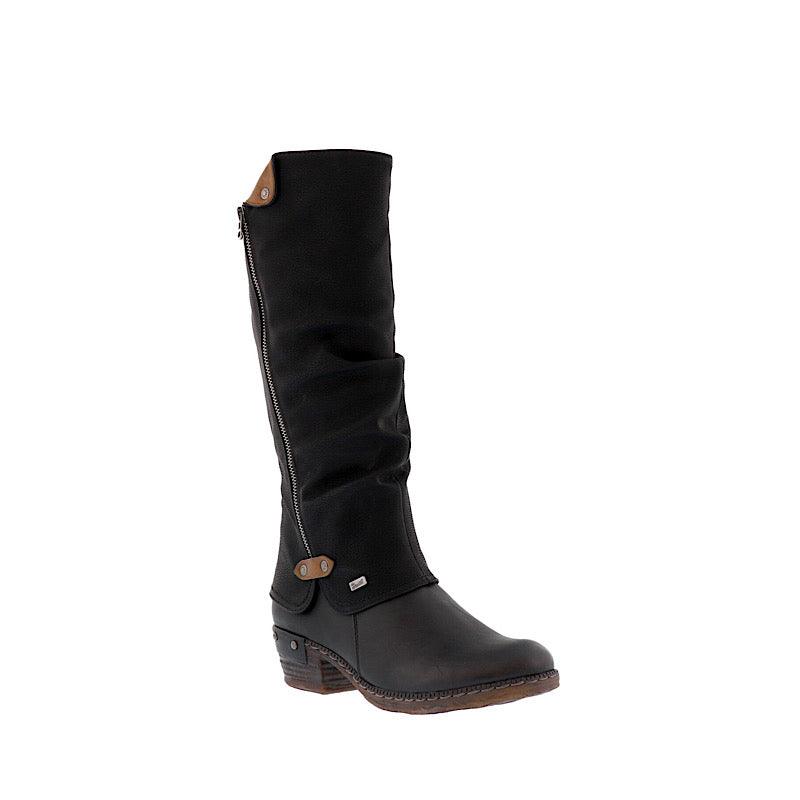 Bottes Rieker 93655-00 en cuir noir vegan.
