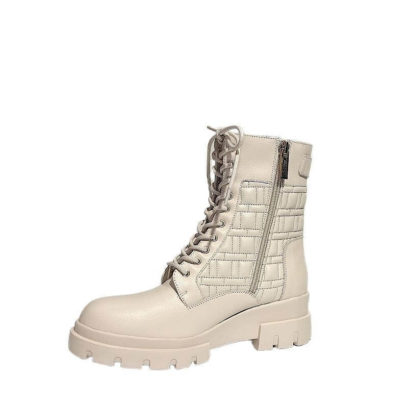 Bottes d’automne Valdini Olena en cuir ivoire.