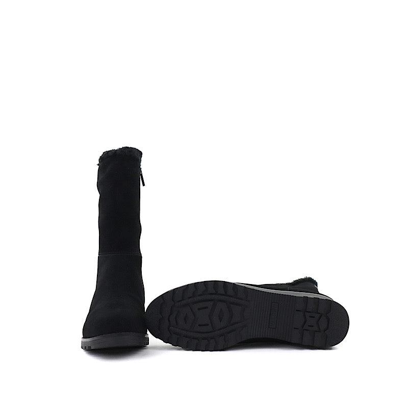 Bottes Valdini Sofia en suède noir imperméable.