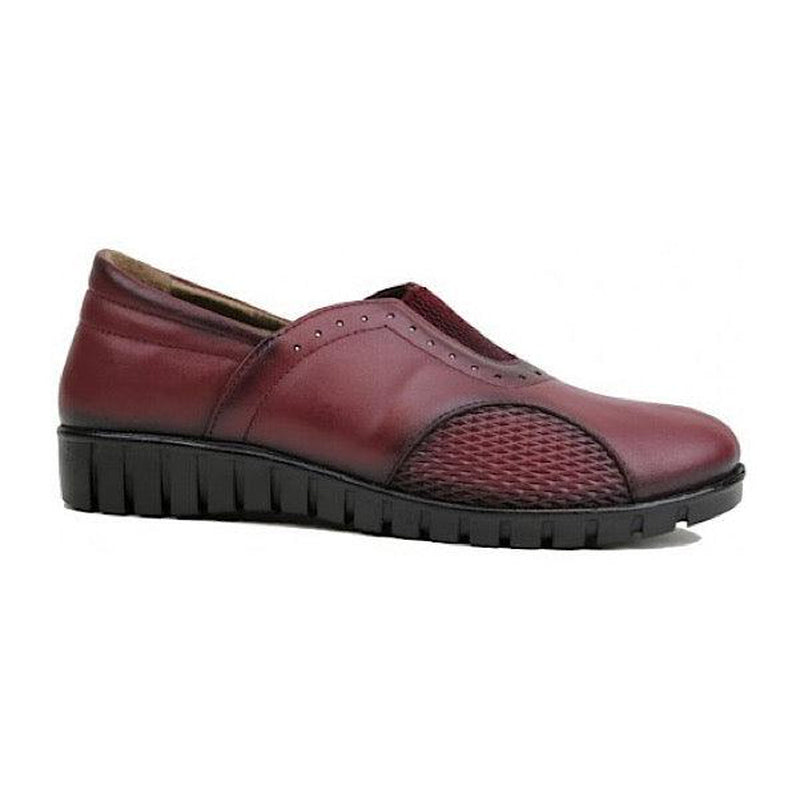 Chaussures type flâneur en cuir bourgogne extensible