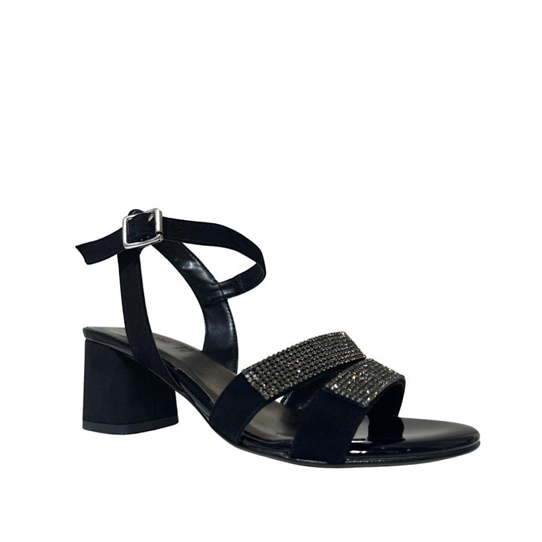 Sandales en suède noir avec strass