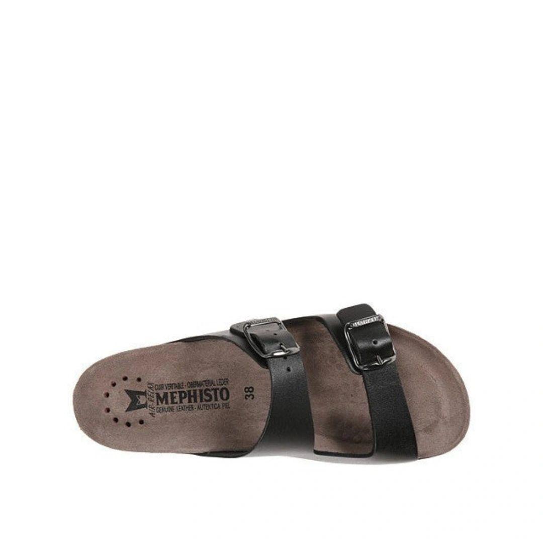 Sandales Mephisto Harmony en cuir noir.