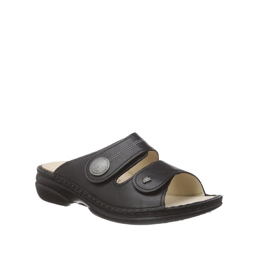 Sandales orthopédiques Finn Comfort Sansibar en cuir noir.