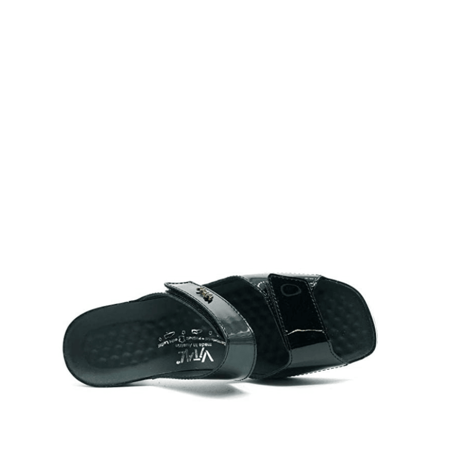 Sandales Vital 0520 en cuir verni noir. - Boutique Prestige