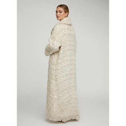 Long cardigan en chenille vintage – Pièce unique