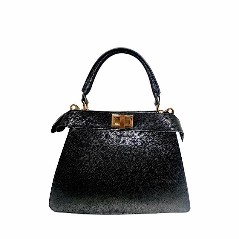 Black nappa leather handbag.