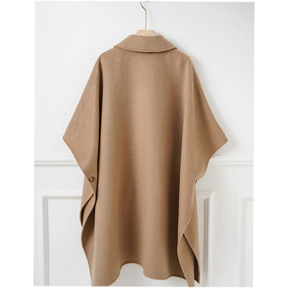 Manteau-cape en laine à col amovible – camel