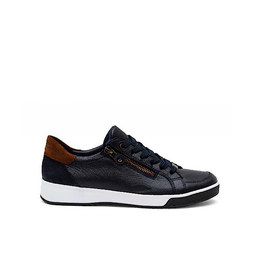 Ara Rei-low en cuir marine.