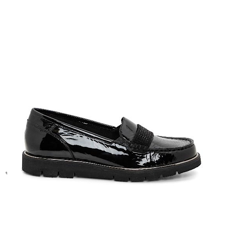 Ara Daffodil en cuir verni noir.