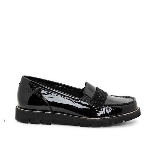 Ara Daffodil en cuir verni noir.