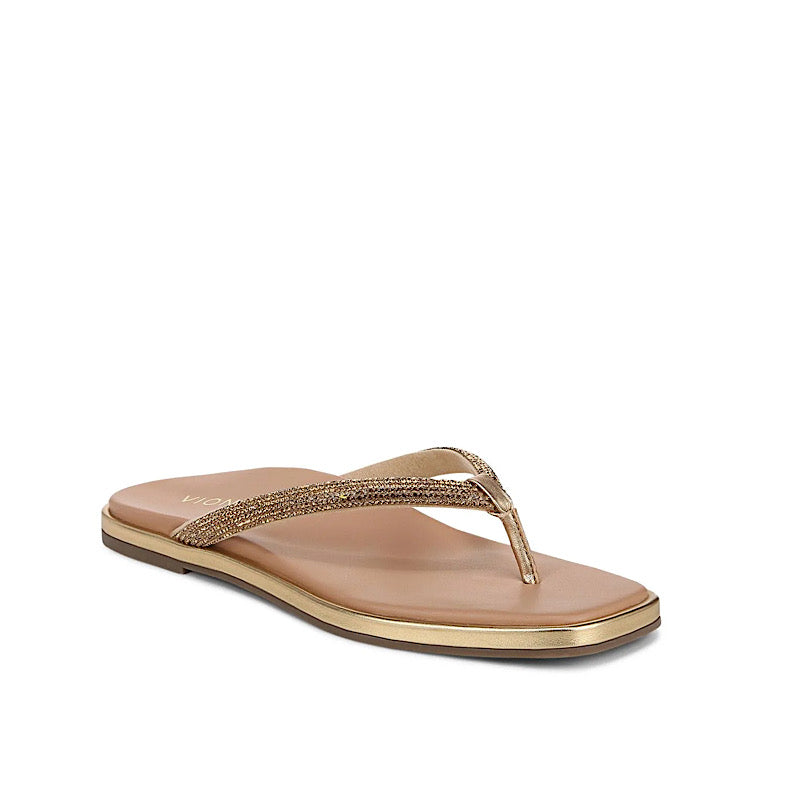 Vionic Vista Shine sandals in gold leather