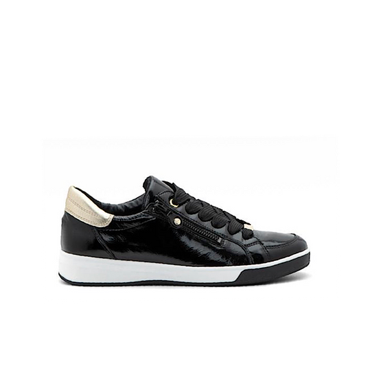 Ara Rei-low en cuir verni noir.