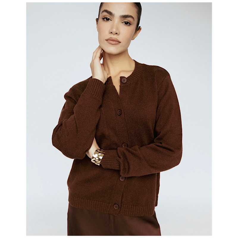 Cardigan en mélange de cachemire – Acajou