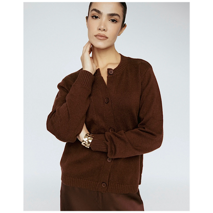 Cardigan en mélange de cachemire – Acajou