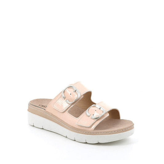 Grünland sandals in beige patent leather, removable insoles.