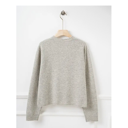 Cardigan en laine à maille ajourée – Gris perle