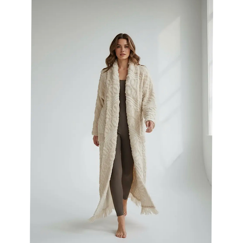 Long cardigan en chenille vintage – Pièce unique