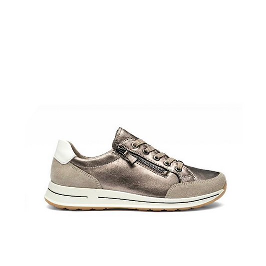 Ara Oleanna en daim beige et cuir anthracite chaud.