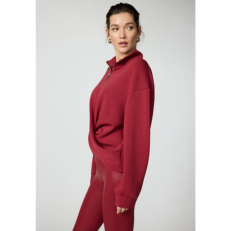 Pull croisé Dreamweave™ à demi-zip – merlot
