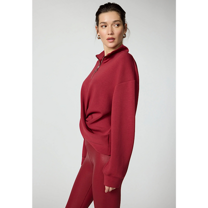 Pull croisé Dreamweave™ à demi-zip – merlot