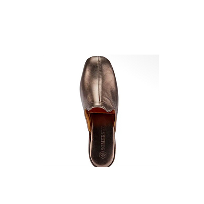 Pantoufles mules en cuir – Bronze métallisé