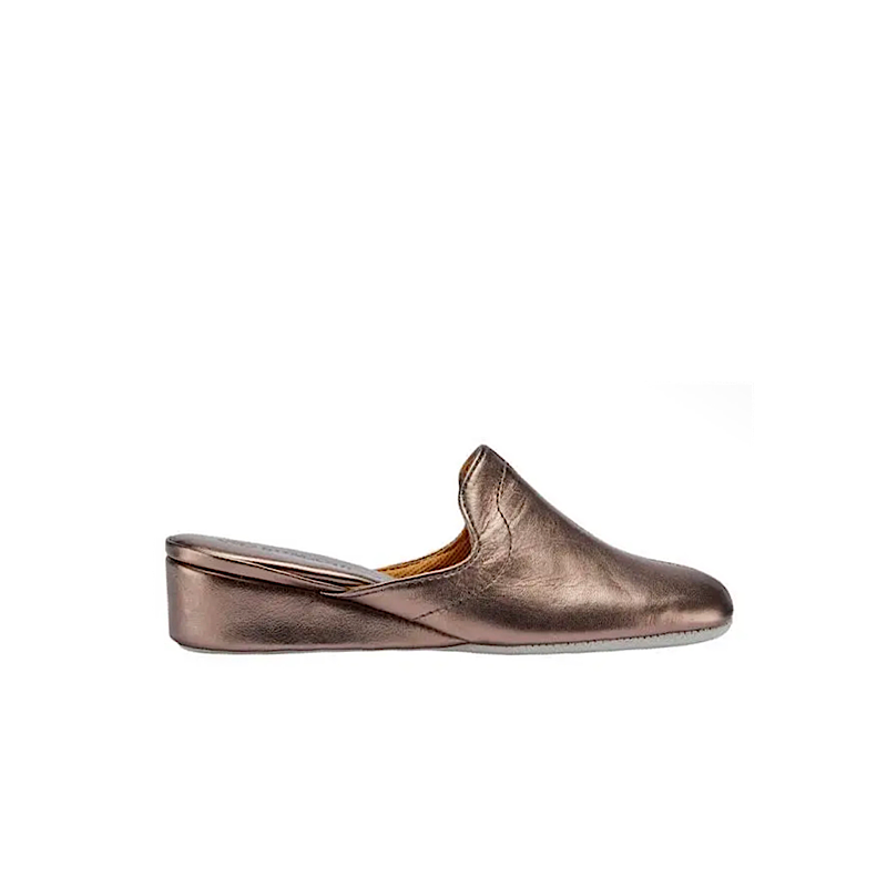 Pantoufles mules en cuir – Bronze métallisé