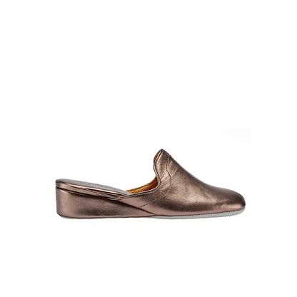 Pantoufles mules en cuir – Bronze métallisé