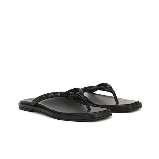 Vionic Vista Shine sandals in black leather.