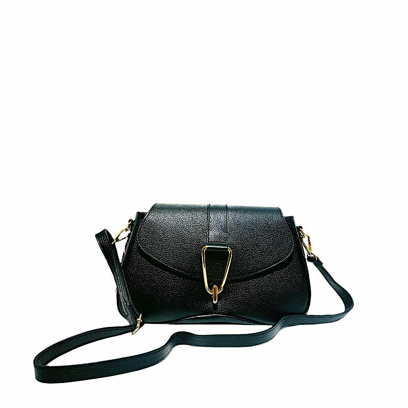 Black nappa leather shoulder bag.